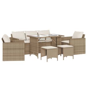 vidaXL 6 Piece Garden Sofa Set with Cushions Beige Poly Rattan