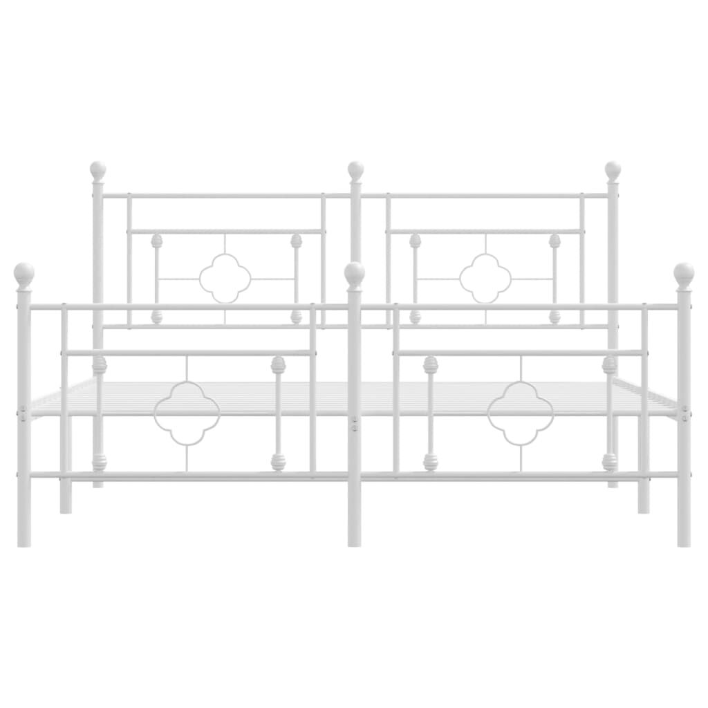 vidaXL Metal Bed Frame without Mattress with Footboard White 150x200cm