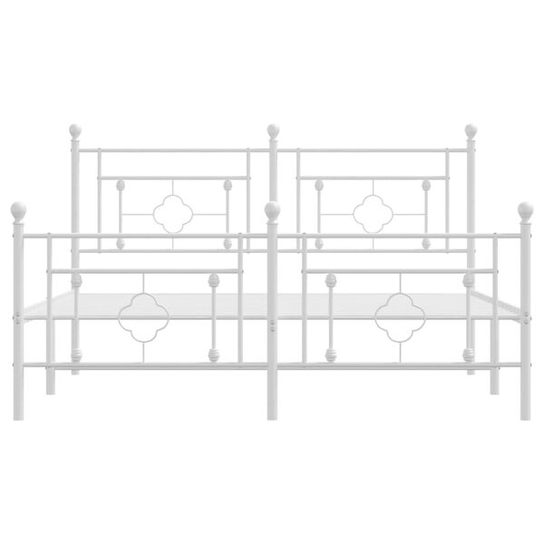 vidaXL Metal Bed Frame without Mattress with Footboard White 150x200cm