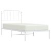 vidaXL Metal Bed Frame without Mattress with Headboard White 90x200cm