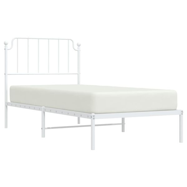 vidaXL Metal Bed Frame without Mattress with Headboard White 90x200cm