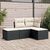 vidaXL 4 Piece Garden Sofa Set with Cushions Black Poly Rattan