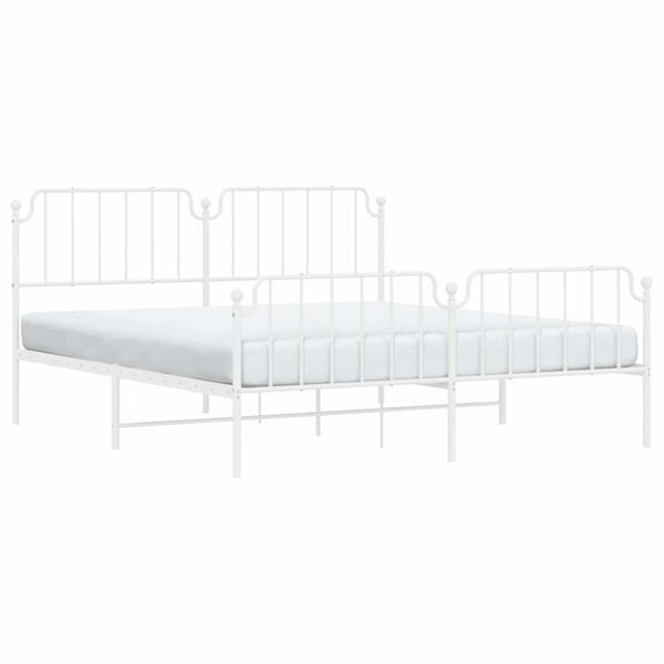 vidaXL Metal Bed Frame without Mattress with Footboard White 183x213cm