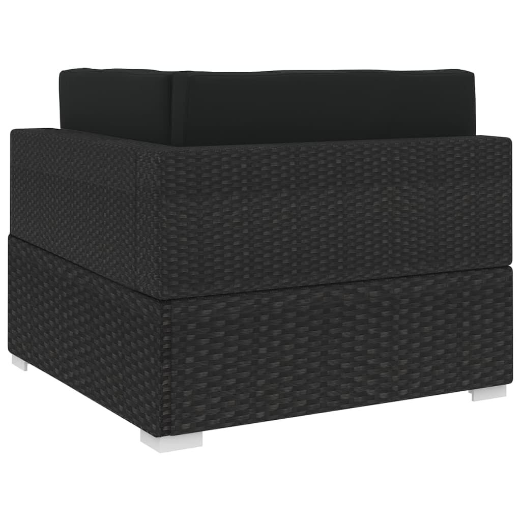 vidaXL Sectional Corner Chair with Cushions Poly Rattan Black