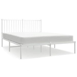 vidaXL Metal Bed Frame without Mattress with Headboard White 135x190cm