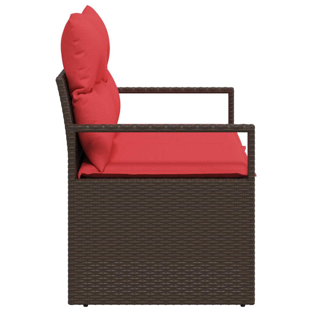 vidaXL 2-Seater Garden Sofa with Cushions Brown Poly Rattan
