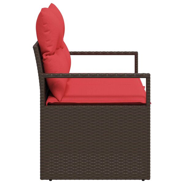 vidaXL 2-Seater Garden Sofa with Cushions Brown Poly Rattan