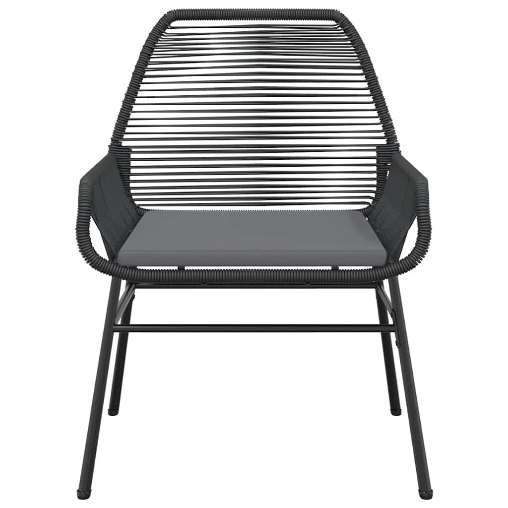 vidaXL 3 Piece Garden Dining Set with Cushions Black Poly Rattan Glass
