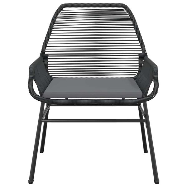 vidaXL 3 Piece Garden Dining Set with Cushions Black Poly Rattan Glass