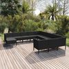 vidaXL 12 Piece Garden Lounge Set with Cushions Poly Rattan Black