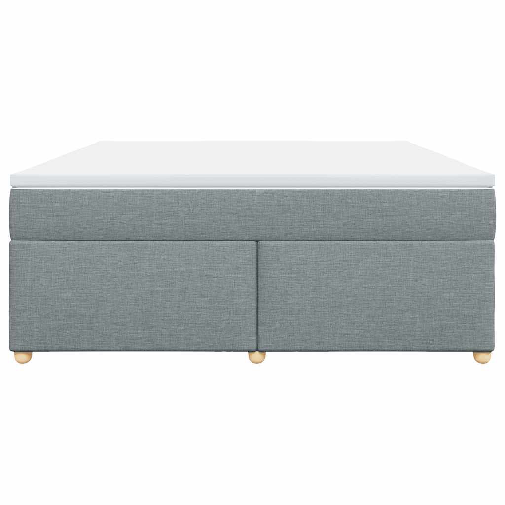 vidaXL Box Spring Bed with Mattress Light Grey California King Fabric