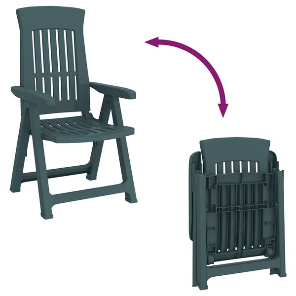 vidaXL Garden Reclining Chairs 2 pcs Green PP