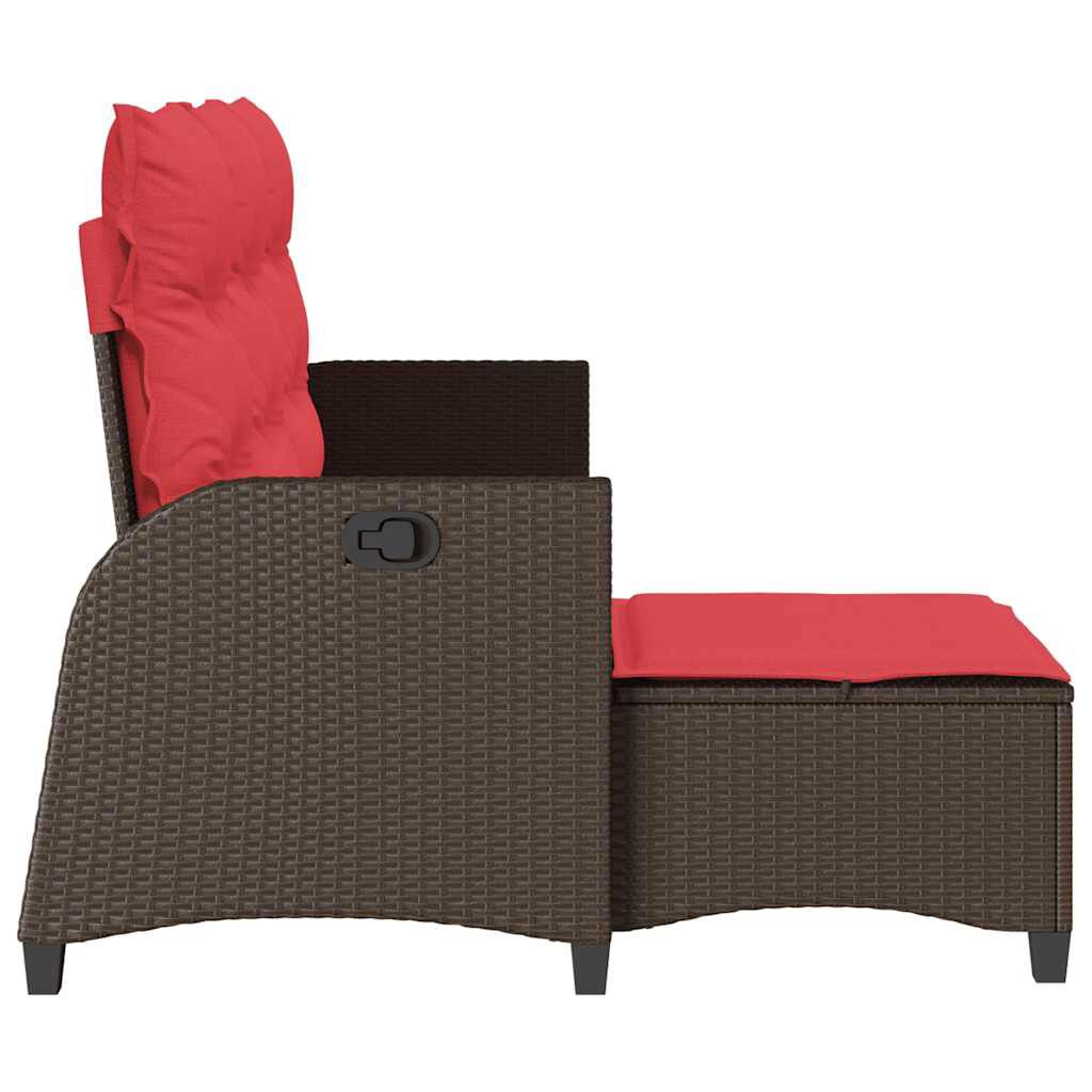 vidaXL Reclining Garden Sofa with Cushions L-shaped Brown Poly Rattan