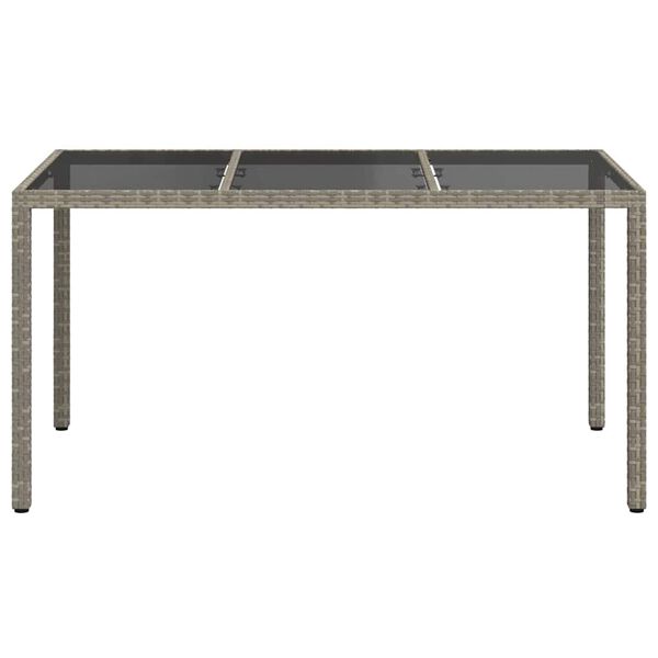 vidaXL Garden Dining Table Grey 150 x 90 x 75 cm Poly Rattan