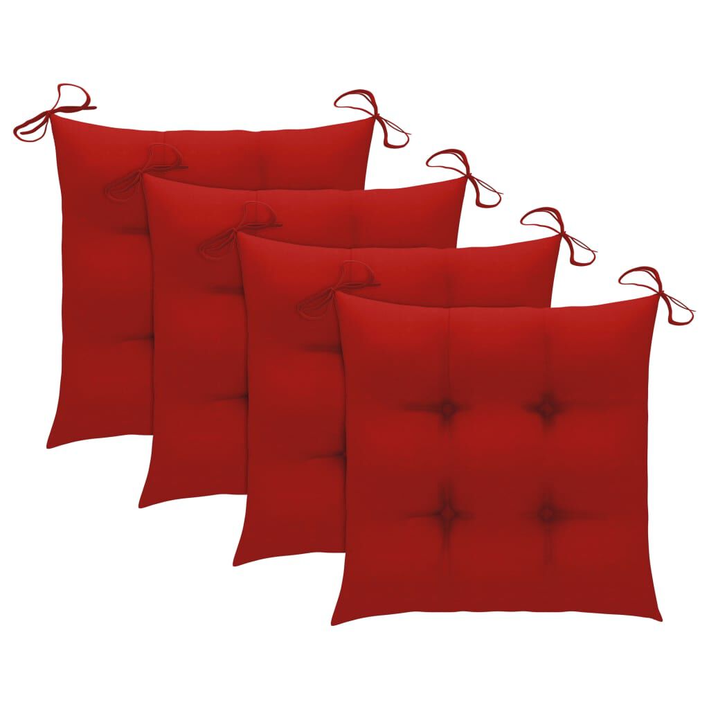 vidaXL Garden Chairs with Red Cushions 3 pcs Solid Teak Wood