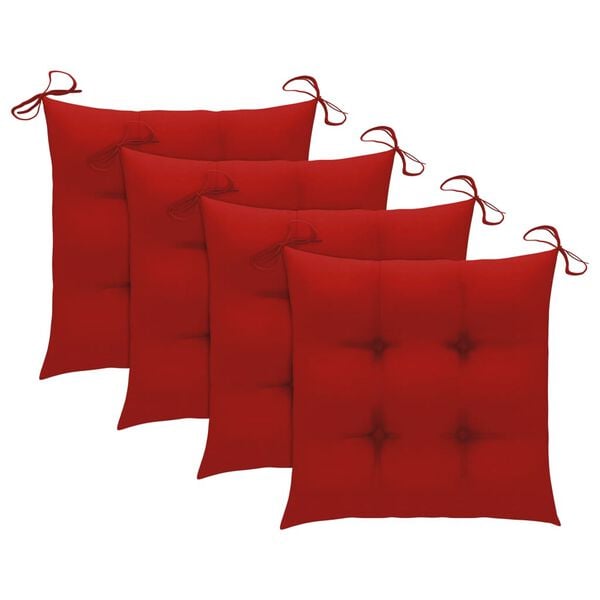 vidaXL Garden Chairs with Red Cushions 3 pcs Solid Teak Wood