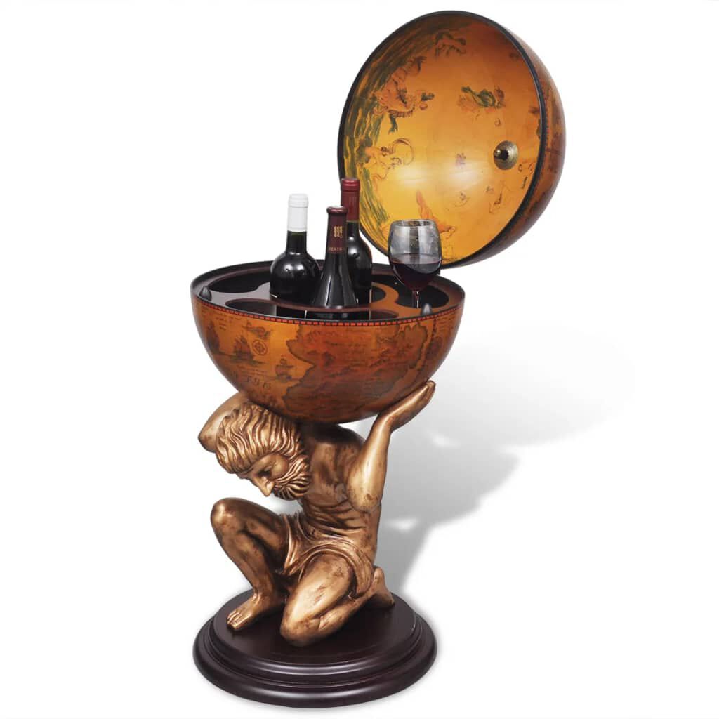 vidaXL Globe Bar Wine Stand Atlas Design 42x42x85 cm