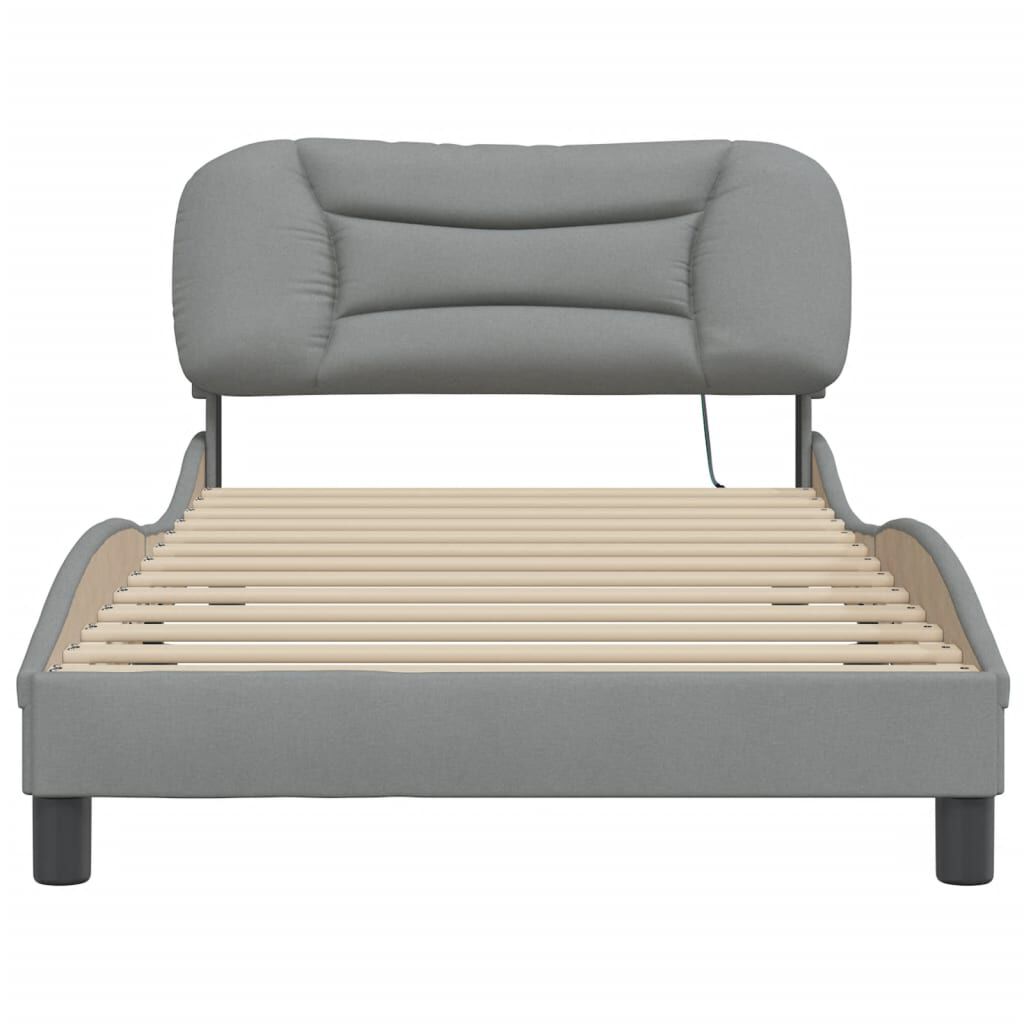 vidaXL Bed Frame with LED without Mattress Light Grey 100x190 cm Fabric