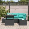 vidaXL Garden Sofa Set with Cushion 6 pcs Black and Blue Poly Rattan