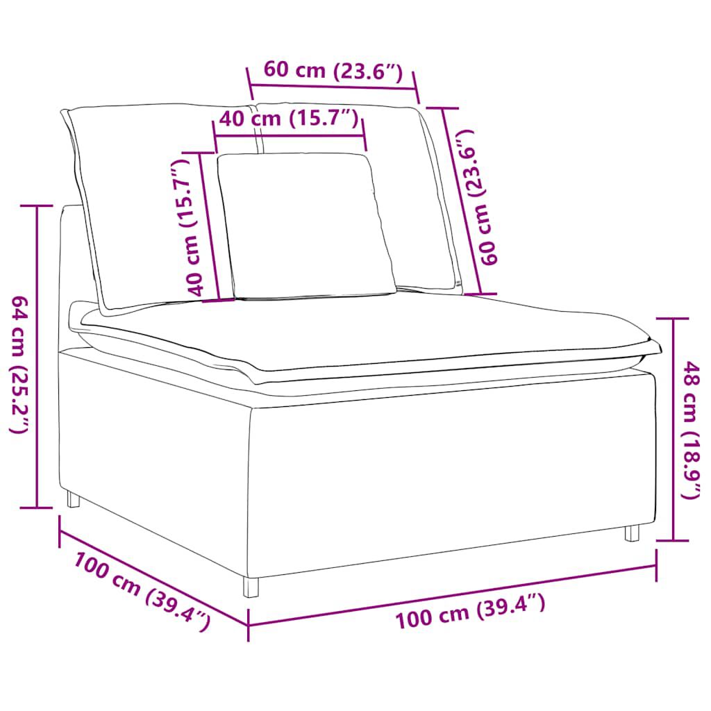 vidaXL Modular Sofa Centre Module with Cushions Dark Grey 100 cm