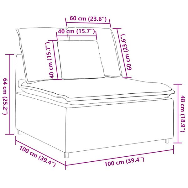 vidaXL Modular Sofa Centre Module with Cushions Dark Grey 100 cm