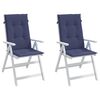 vidaXL Highback Chair Cushions 2 pcs Navy Blue Fabric
