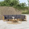 vidaXL 6 Piece Garden Lounge Set with Dark Grey Cushions Bamboo