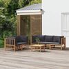 vidaXL 6 Piece Garden Lounge Set with Dark Grey Cushions Bamboo