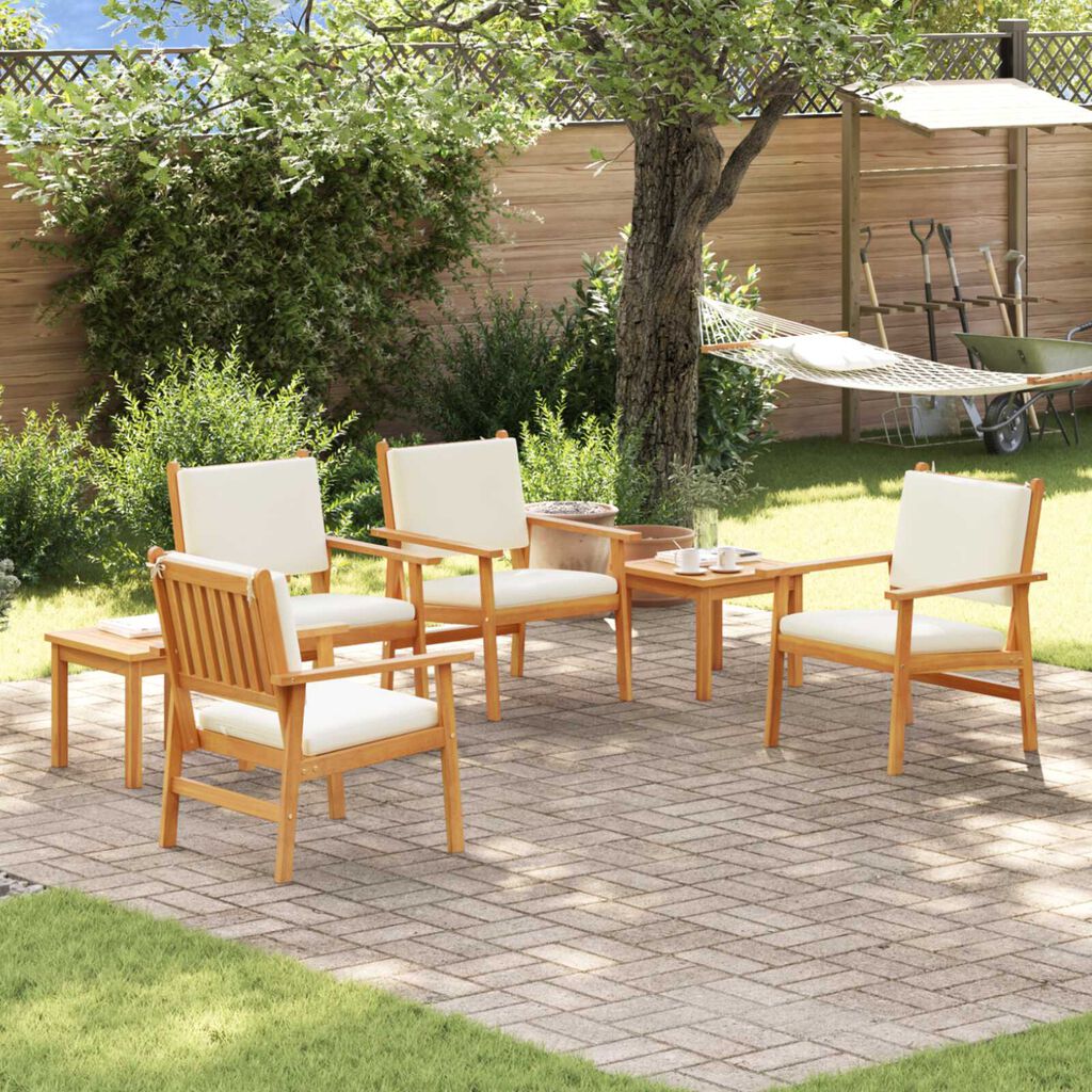 vidaXL 6 Piece Garden Dining Set with Cushions Solid Wood Acacia
