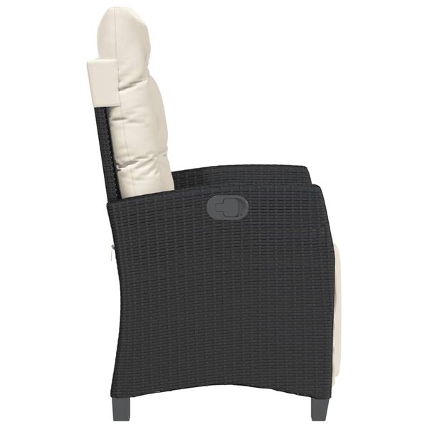 vidaXL Reclining Garden Chair with Footrest Black Poly Rattan