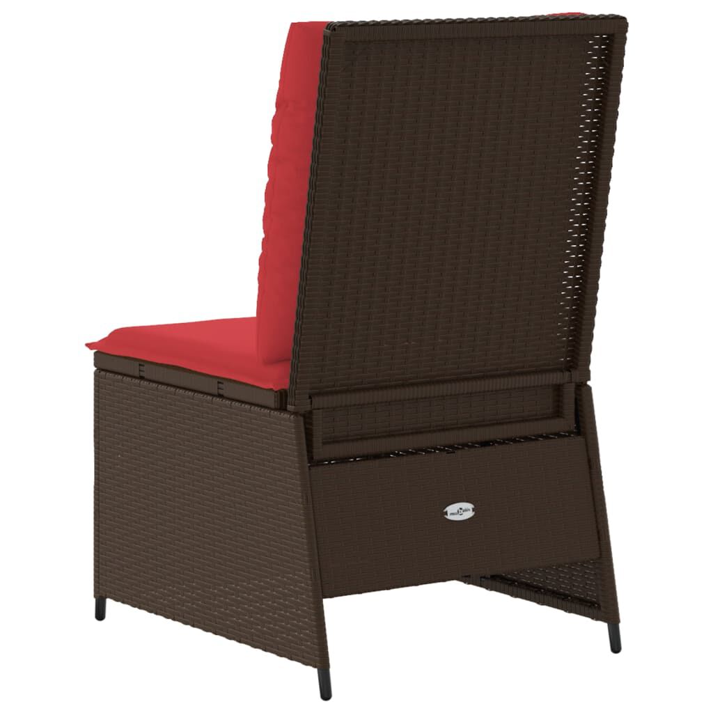vidaXL Reclining Garden Sofa with Cushions Brown Poly Rattan