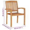 vidaXL Stacking Garden Chairs with Cushions 4 pcs Solid Teak Wood