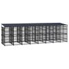 vidaXL Outdoor Dog Kennel with Roof Steel 14.75 m²