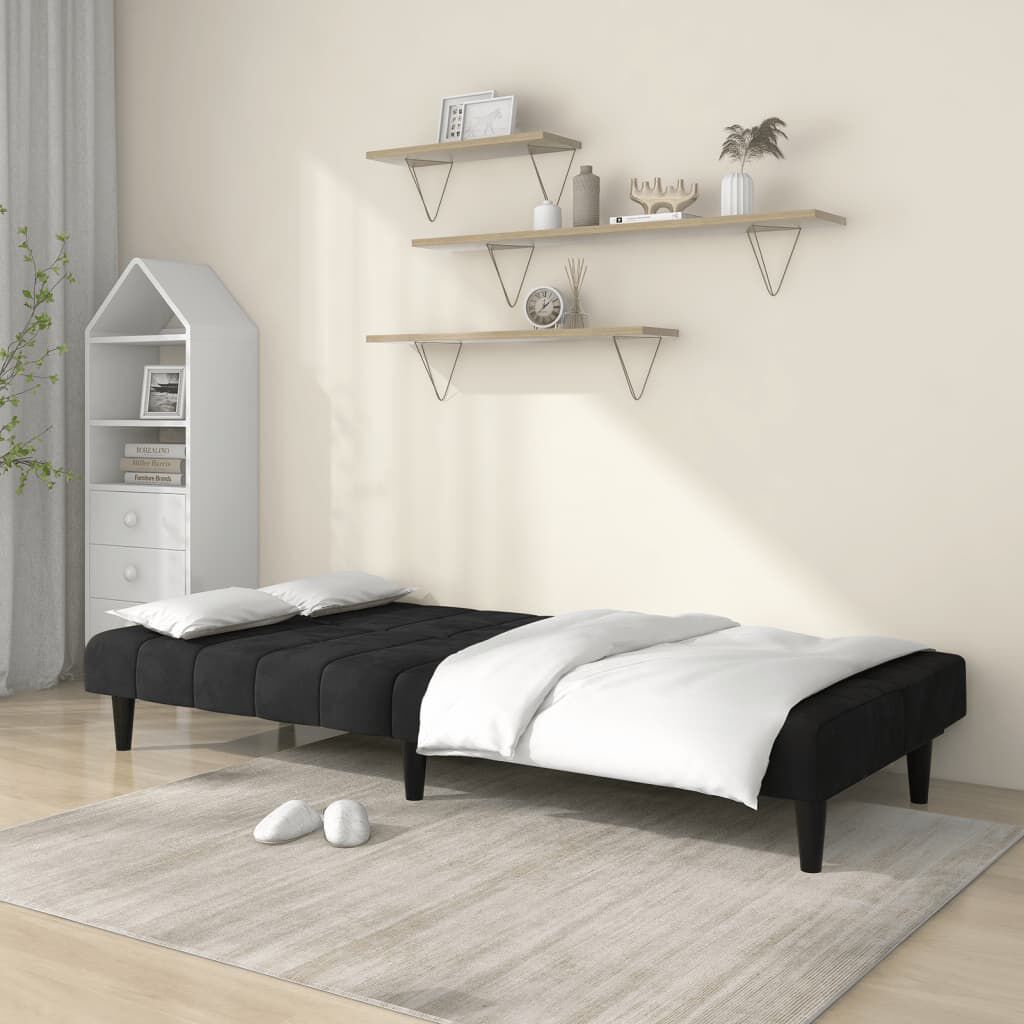 vidaXL 2-Seater Sofa Bed Black Velvet