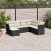 vidaXL 7 Piece Garden Sofa Set with Cushions Black Poly Rattan