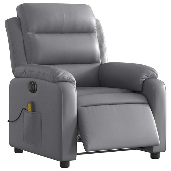 vidaXL Electric Massage Recliner Chair Grey Faux Leather