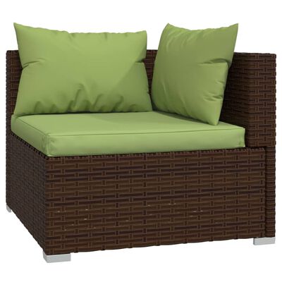 vidaXL 7 Piece Garden Lounge Set with Cushions Poly Rattan Brown