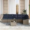 vidaXL Sofa Set with Cushion 7 pcs Grey Poly Rattan