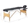 vidaXL Foldable Massage Table 3 Zones Wood Black and White
