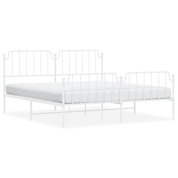 vidaXL Metal Bed Frame without Mattress with Footboard White 183x213cm