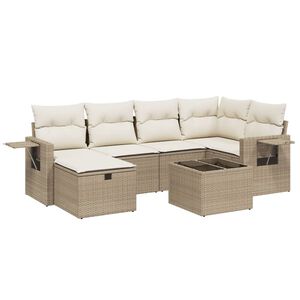 vidaXL 6 Piece Garden Sofa Set with Cushions Beige Poly Rattan