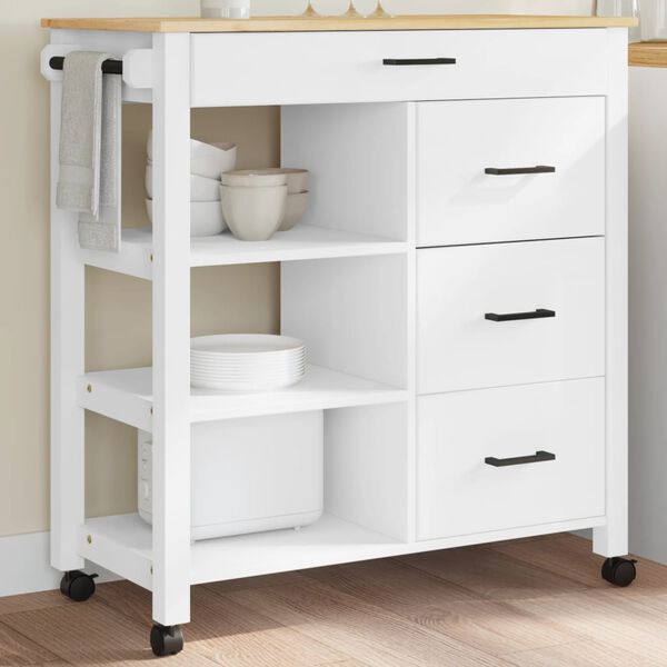 vidaXL Kitchen Trolley MONZA 84x40x90 cm Solid Wood Pine