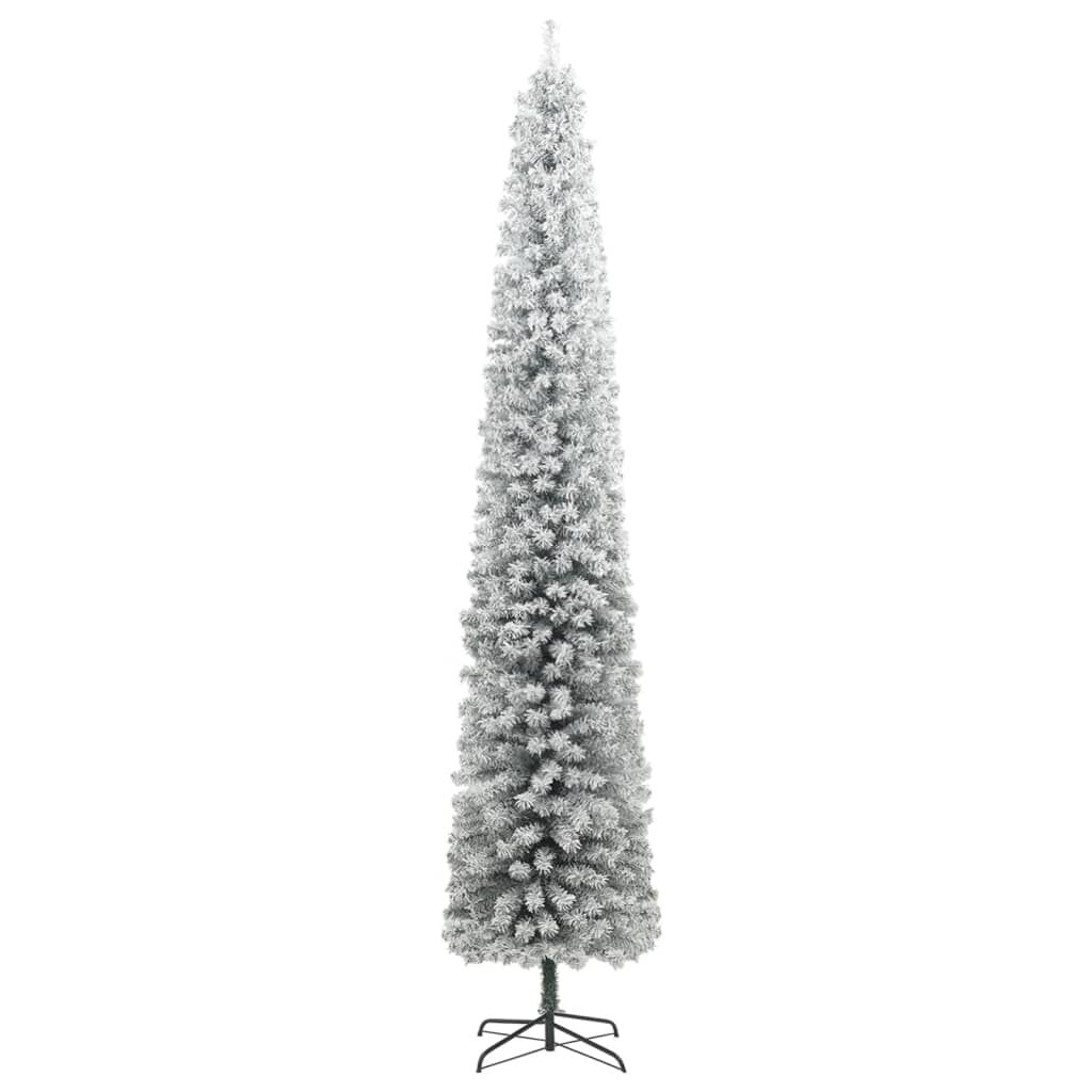 vidaXL Slim Christmas Tree 300 LEDs & Flocked Snow 270 cm