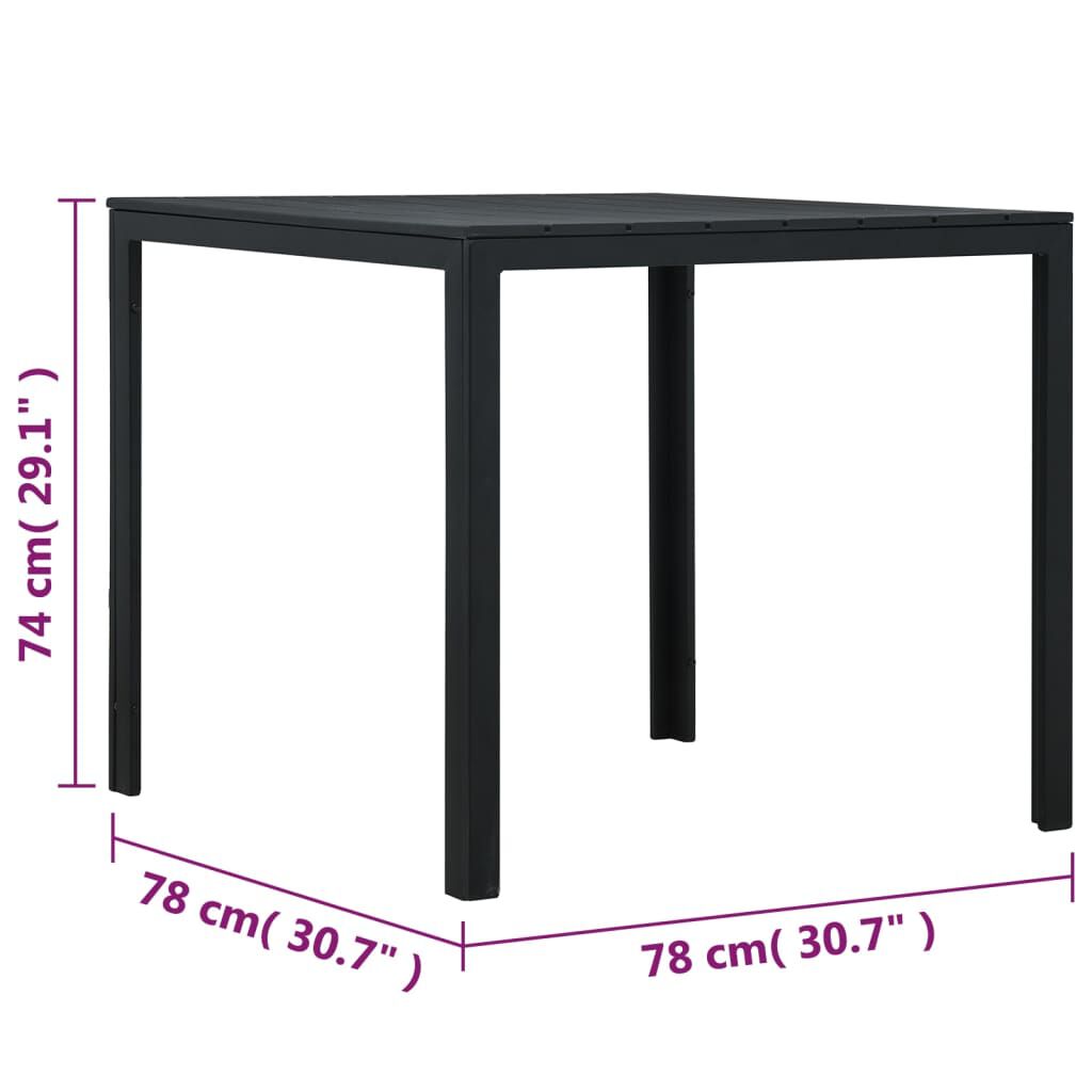 vidaXL Coffee Table Black 78x78x74 cm HDPE Wood Look