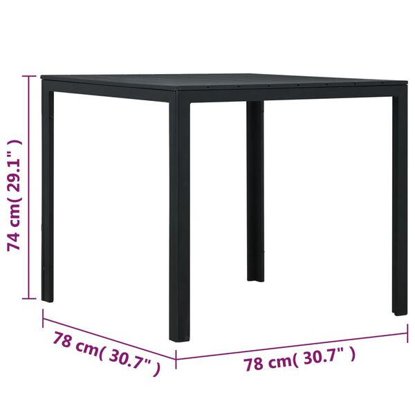 vidaXL Coffee Table Black 78x78x74 cm HDPE Wood Look
