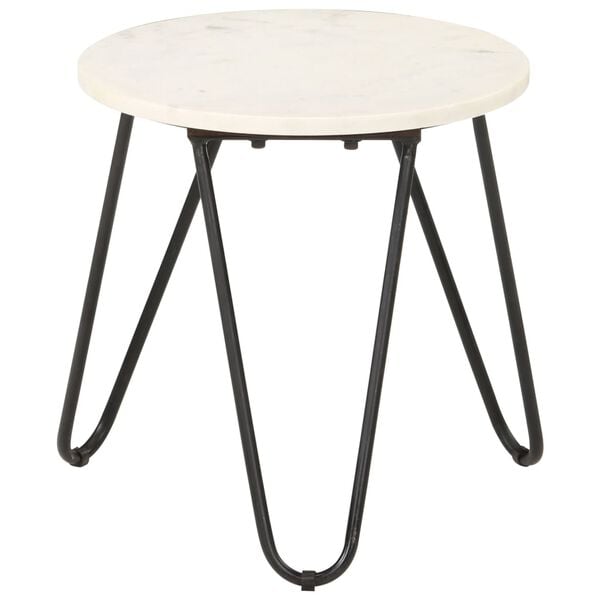 vidaXL Coffee Table White 40x40x40 cm Real Stone with Marble Texture