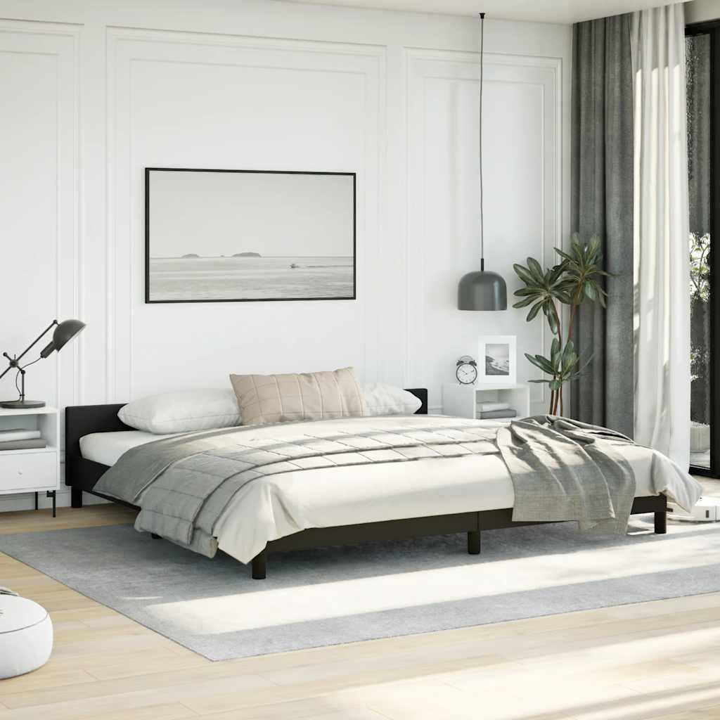 vidaXL Bed Frame without Mattress Black California King Faux Leather