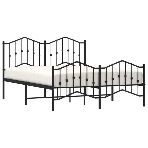 vidaXL Metal Bed Frame without Mattress with Footboard Black 135x190cm