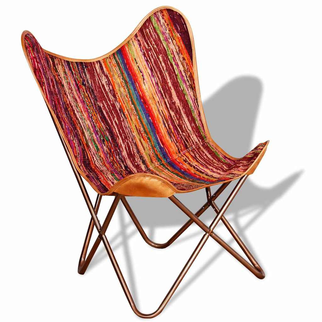 vidaXL Butterfly Chair Multicolour Chindi Fabric