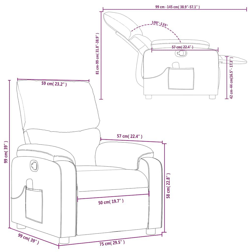 vidaXL Massage Recliner Chair Black Faux Leather